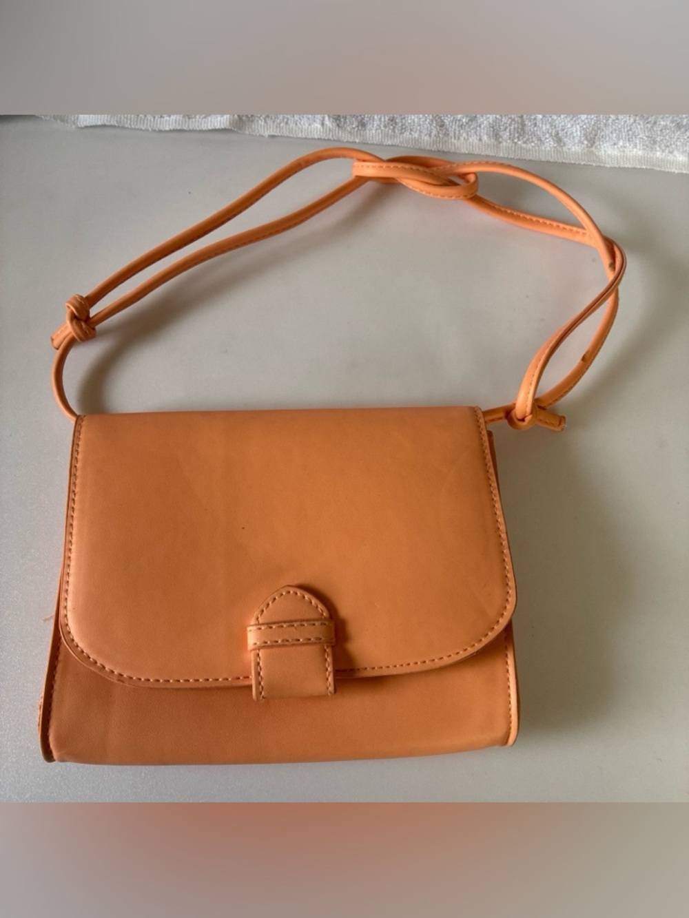 A New Day-Pretty Flap Closure Satchel Crossbody Hand Bag Sq Pink Coral 7.5x6”